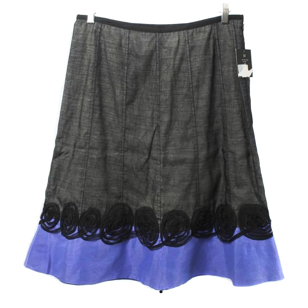 Zozo Black Overlay Purple Accent Gored A-Line Skirt Nwt Size Women's 10